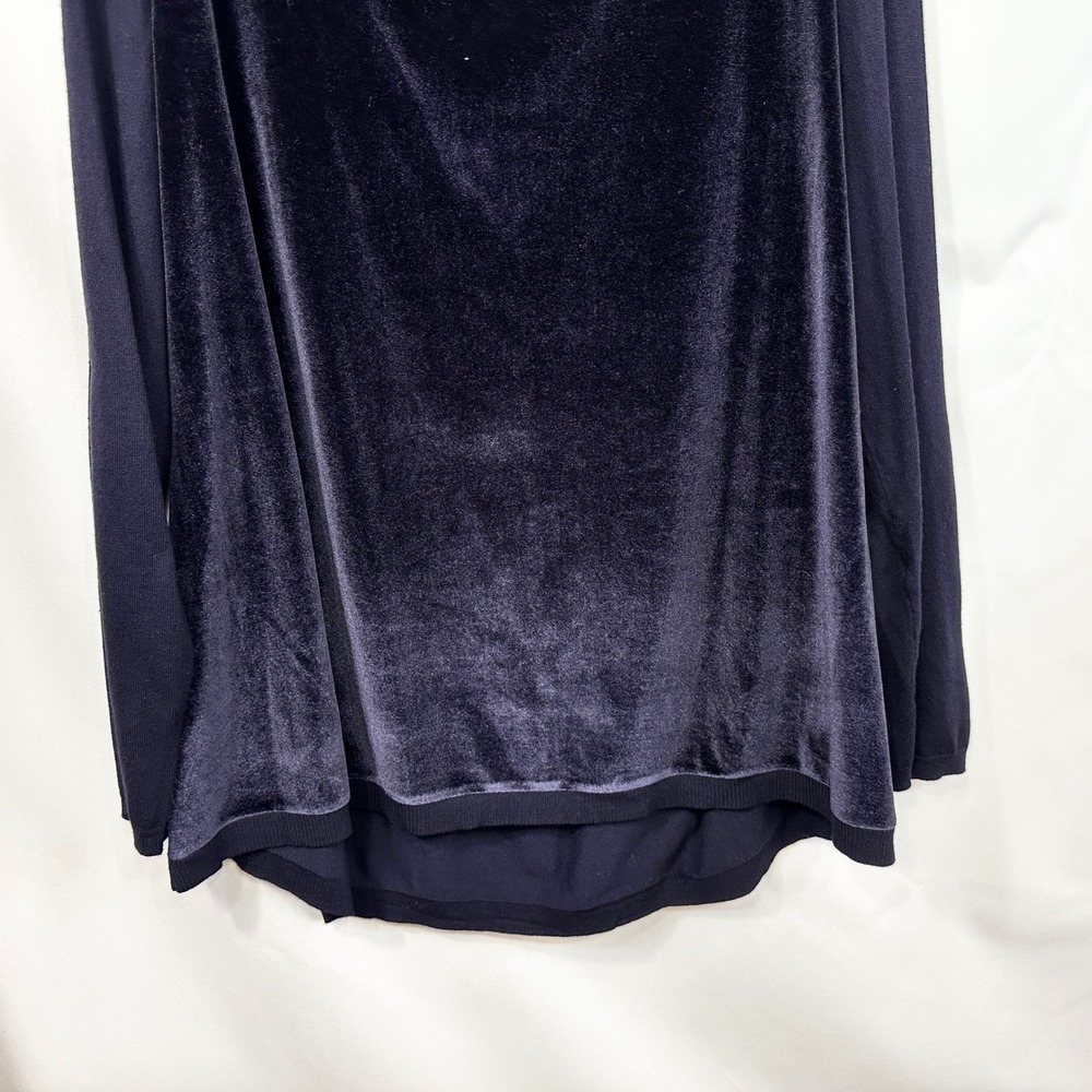 Lane Bryant Plus Size 18/20 Pullover Top Dark Navy Blue Velvet Front Mixed 472 - Picture 4 of 9